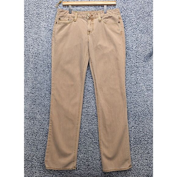 Y2K Lucky Brand Lola Straight Jean Size 12 Low Rise Bootcut Flare Denim VTG Tan - Picture 1 of 13